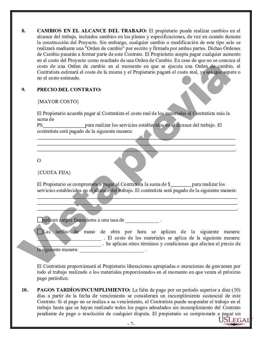 Preview Contrato de plomería para contratista