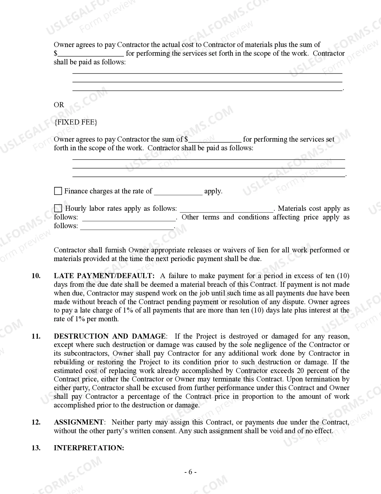 Preview Plumbing Contract for Contractor