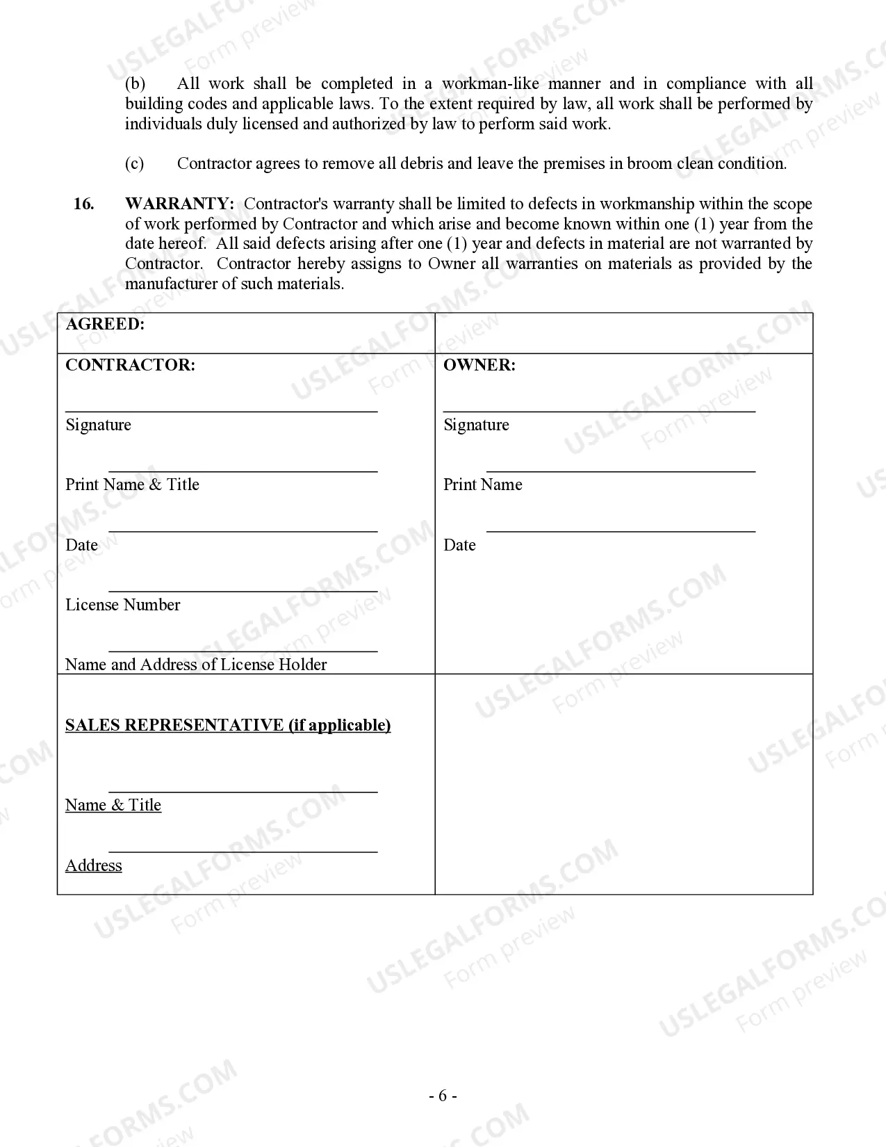 Preview Brick Mason Contract for Contractor