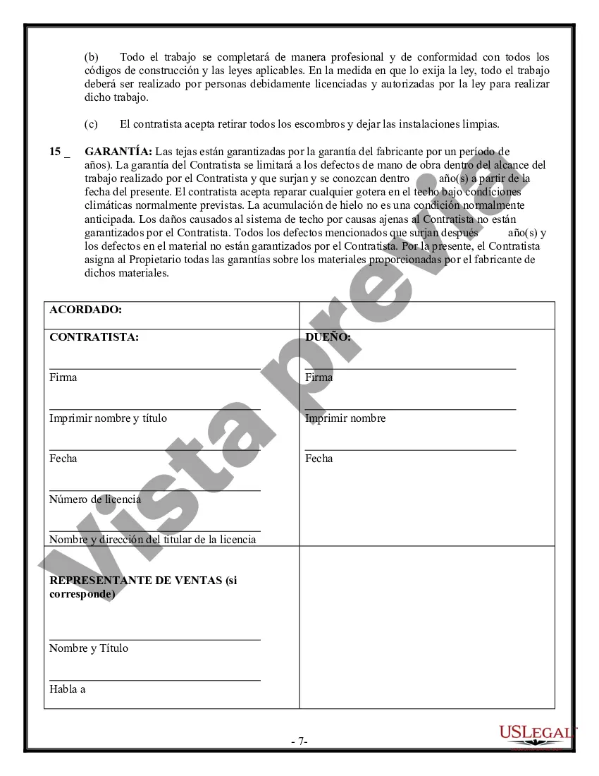 Preview Contrato de techado para contratista