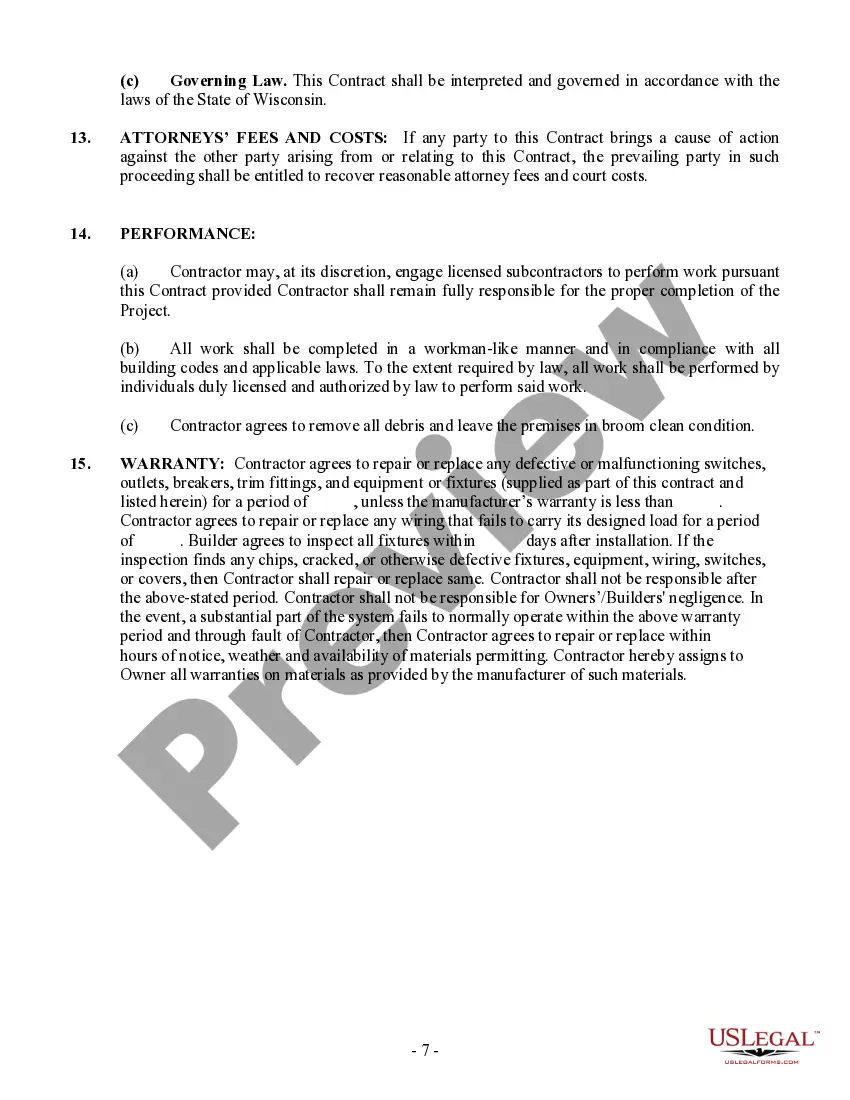 Preview Electrical Contract for Contractor
