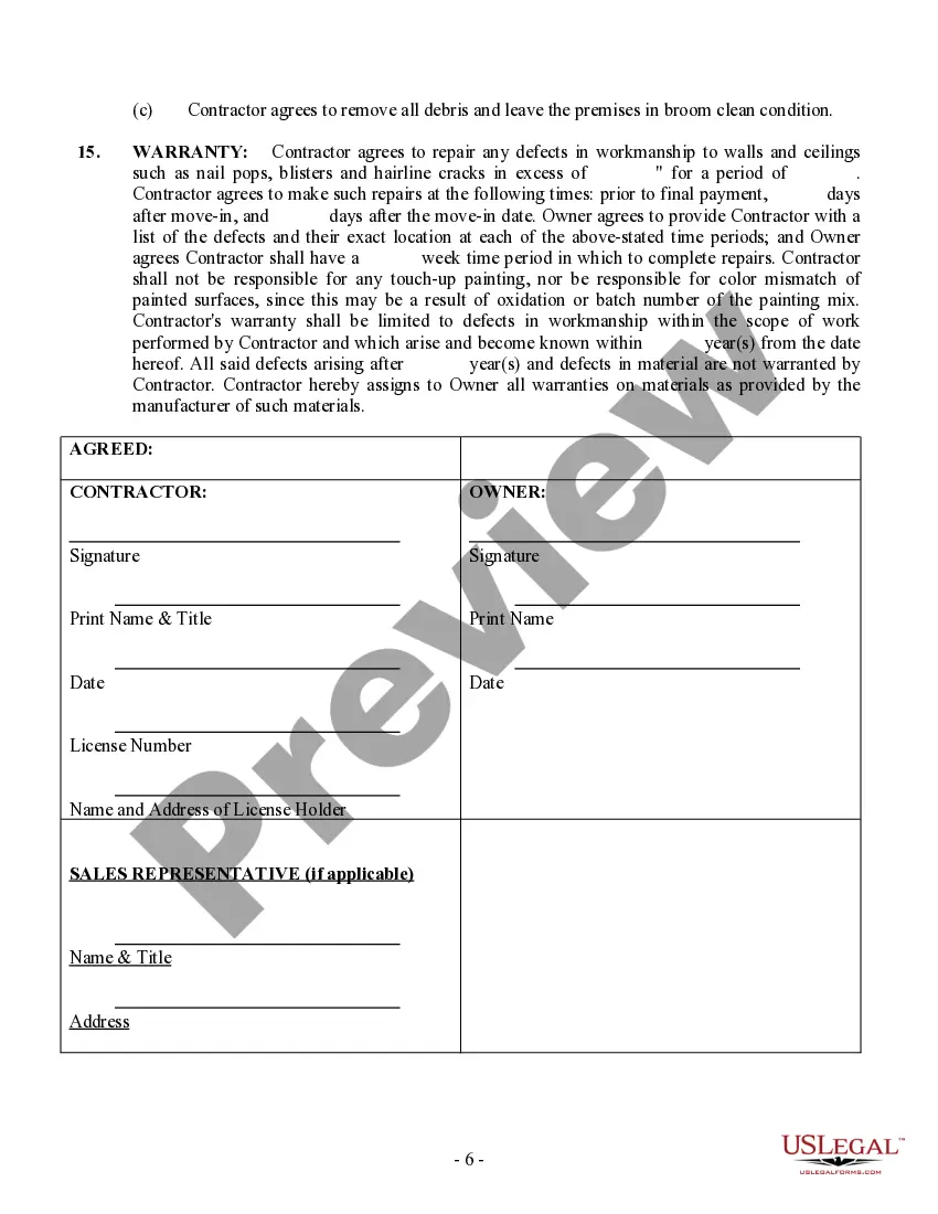 Preview Sheetrock Drywall Contract for Contractor
