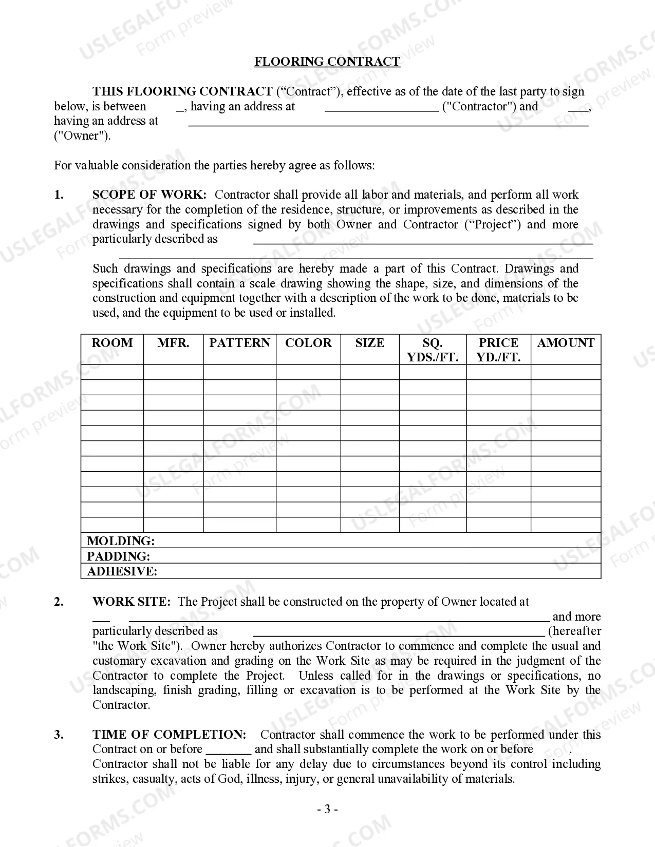Preview Flooring Contract for Contractor