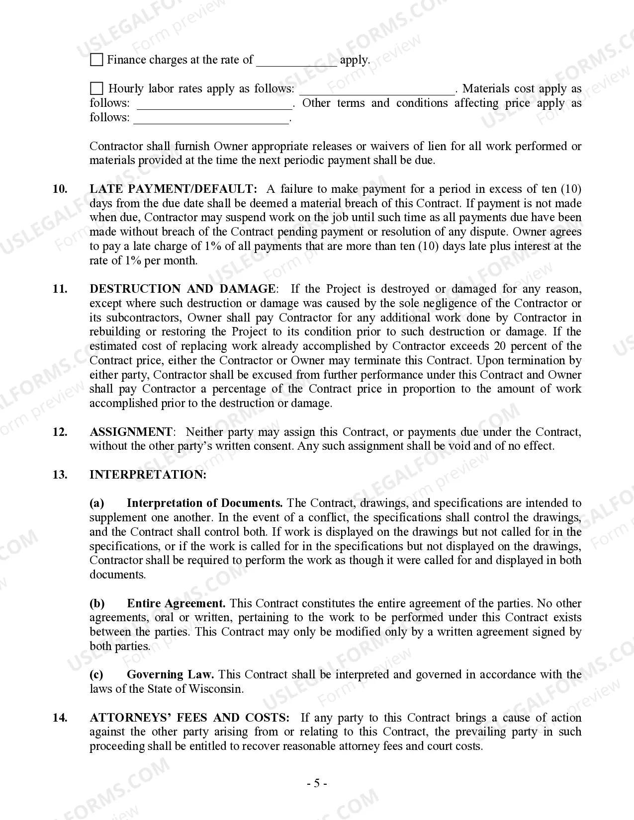 Preview Flooring Contract for Contractor