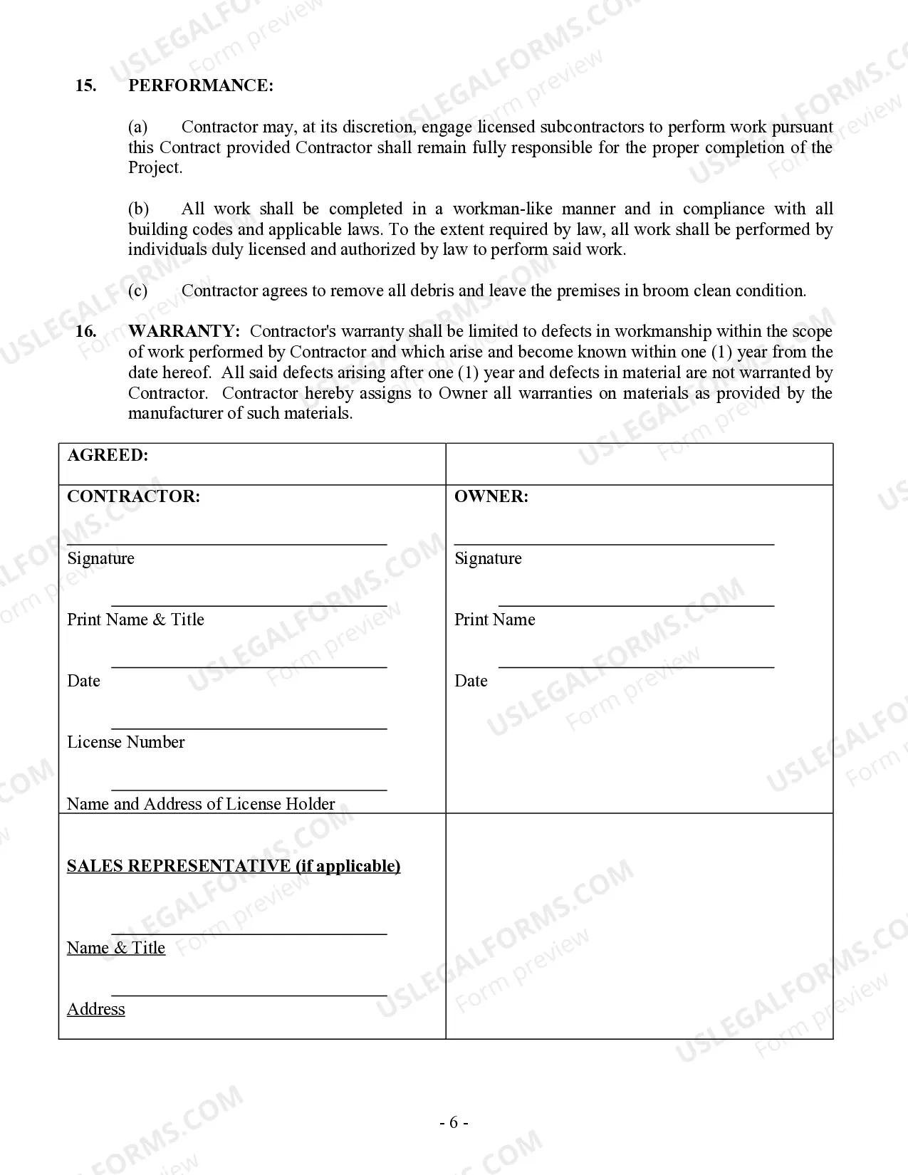 Preview Flooring Contract for Contractor