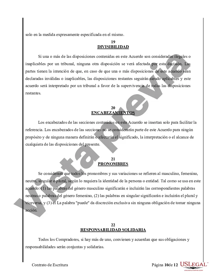 Preview Acuerdo o Contrato de Escritura de Venta y Compra de Bienes Raíces a/k/a Terreno o Contrato de Ejecución