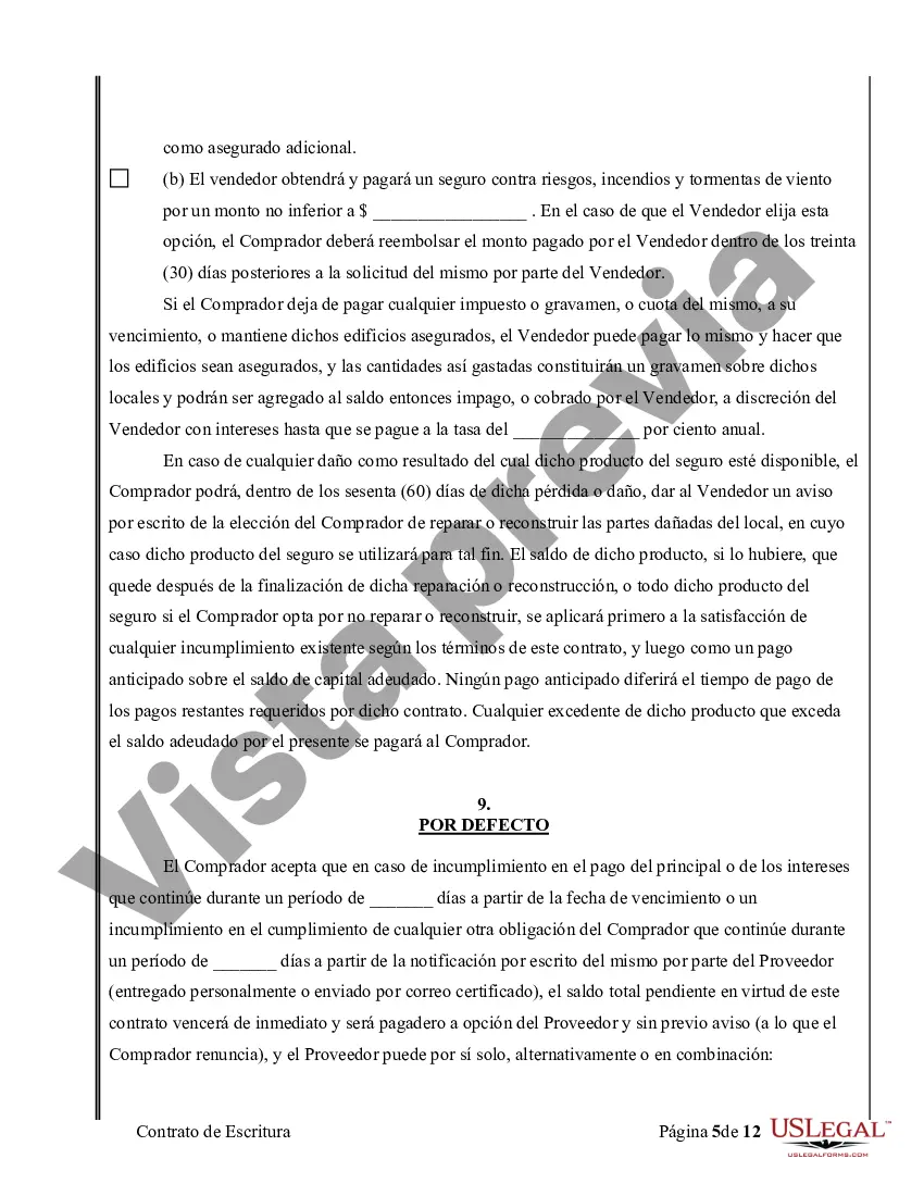 Preview Acuerdo o Contrato de Escritura de Venta y Compra de Bienes Raíces a/k/a Terreno o Contrato de Ejecución