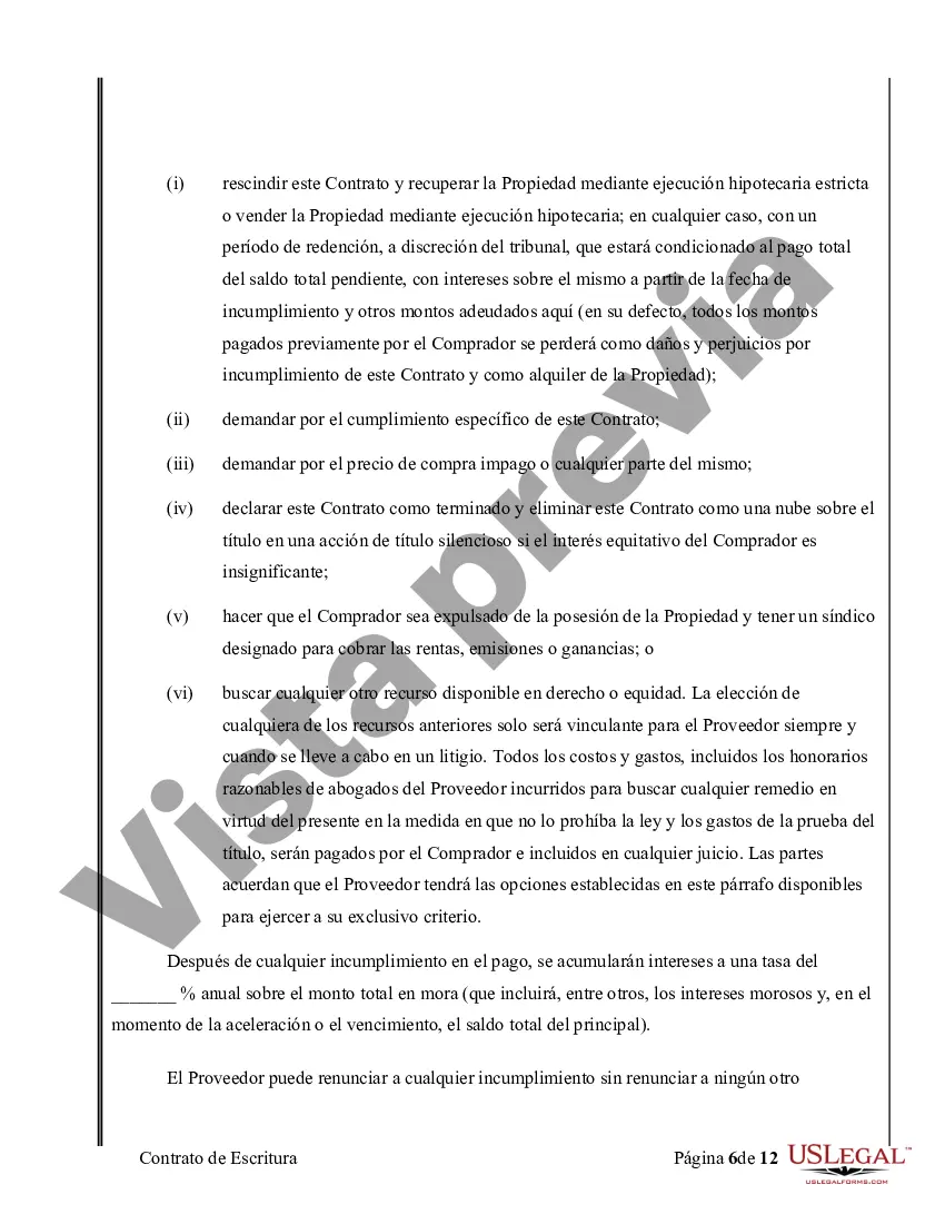 Preview Acuerdo o Contrato de Escritura de Venta y Compra de Bienes Raíces a/k/a Terreno o Contrato de Ejecución