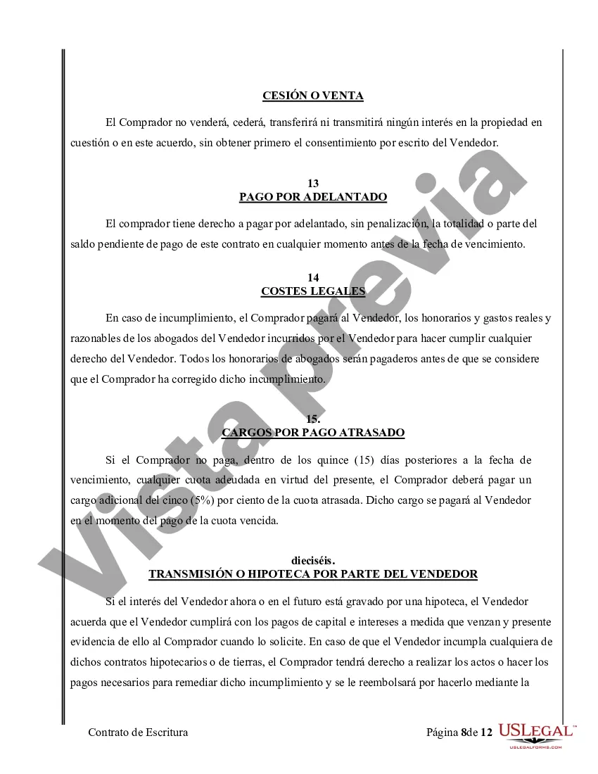 Preview Acuerdo o Contrato de Escritura de Venta y Compra de Bienes Raíces a/k/a Terreno o Contrato de Ejecución