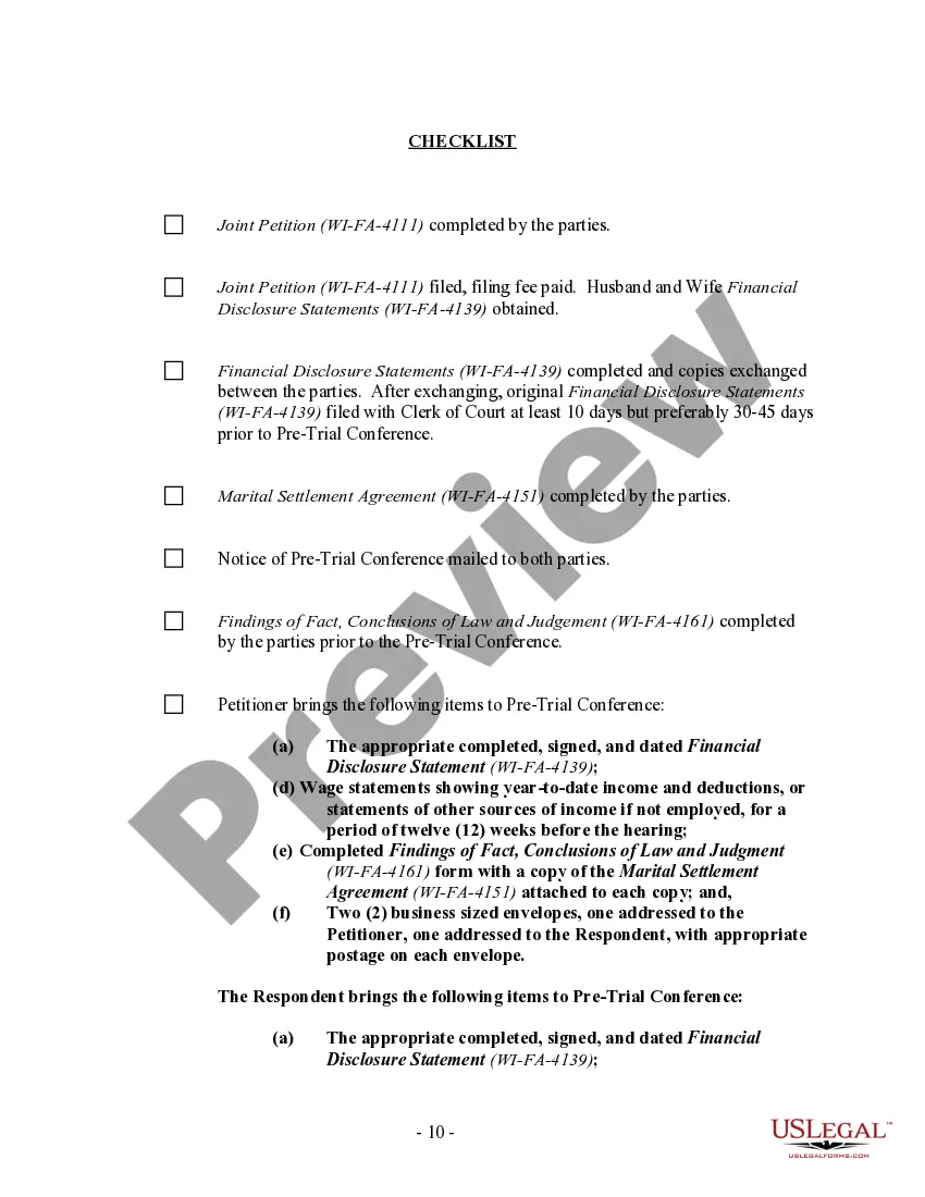 Preview Wisconsin No-Fault Agreed Uncontested Divorce Package for Dissolution of Marriage for Persons with No Children with or without Property and Debts