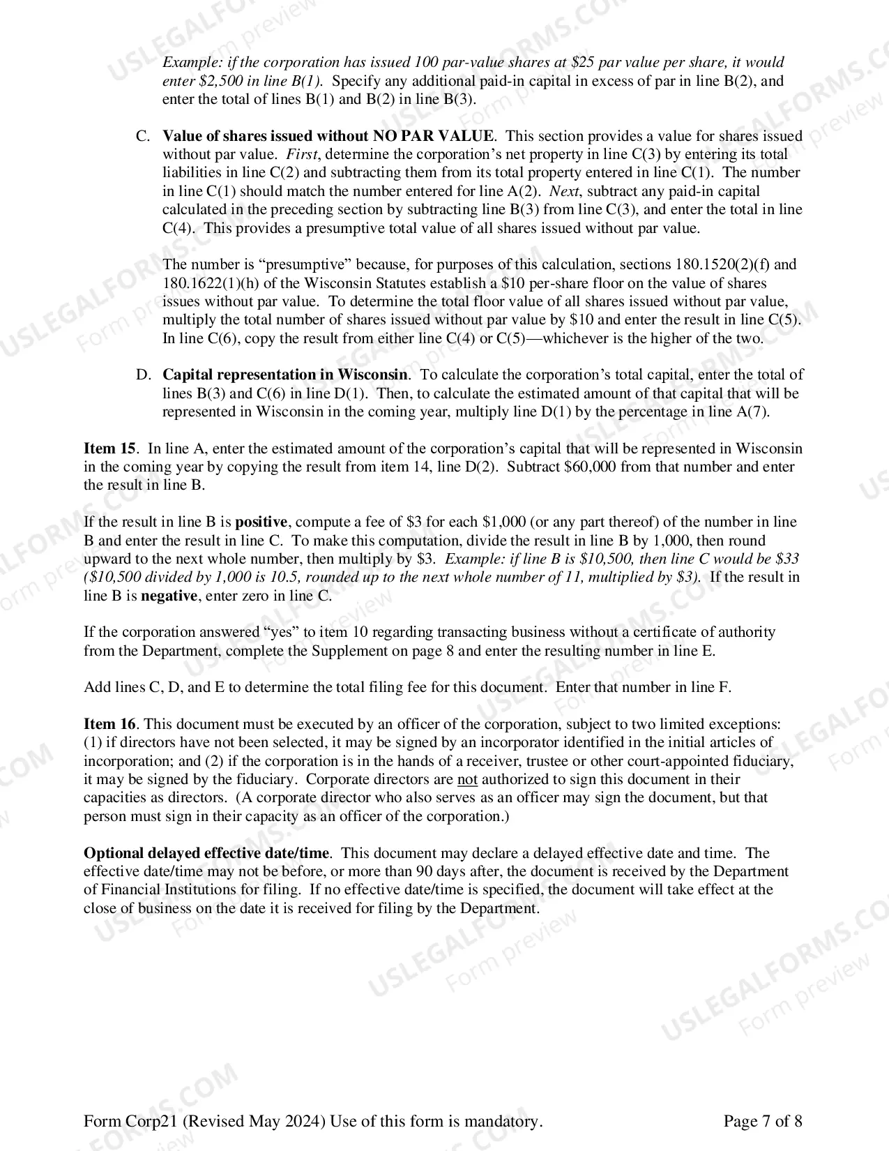 Preview Wisconsin Registration of Foreign Corporation