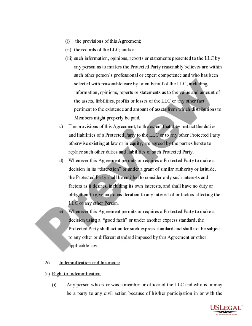 Preview Limited Liability Company LLC Operating Agreement