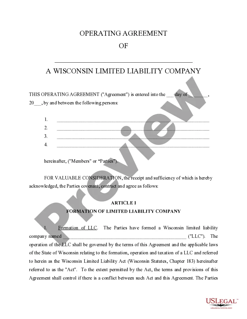Preview Limited Liability Company LLC Operating Agreement