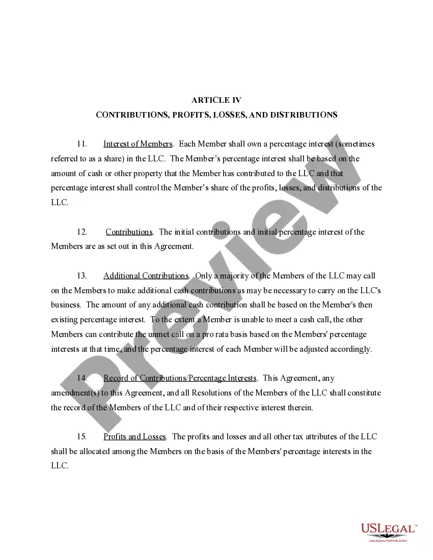 Preview Limited Liability Company LLC Operating Agreement
