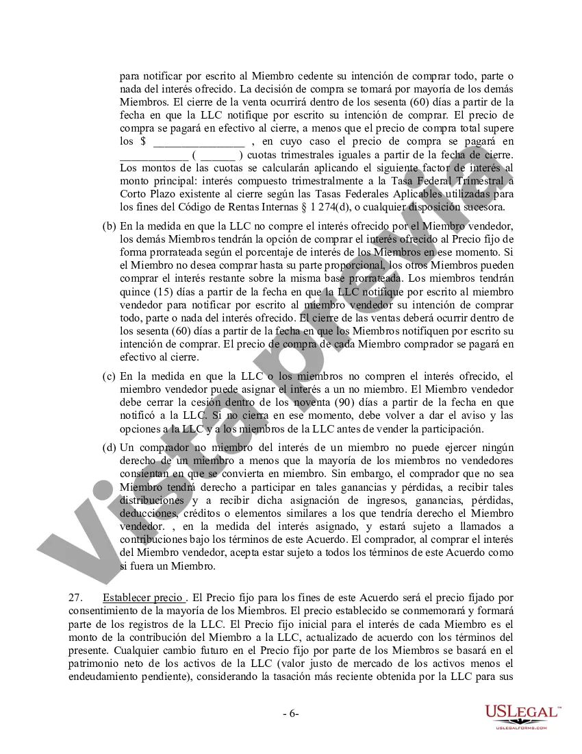 Preview Acuerdo Operativo LLC de Sociedad de Responsabilidad Limitada de Miembro Único