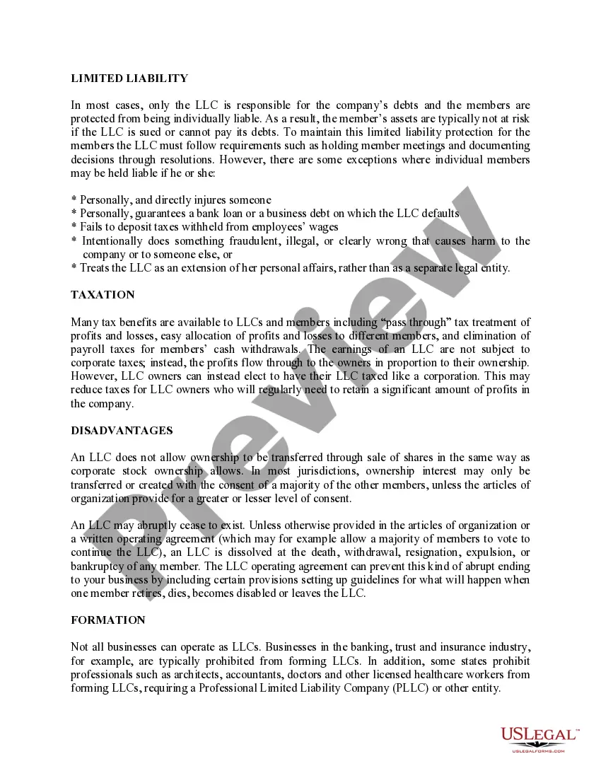 Preview Wisconsin Limited Liability Company LLC Formation Package