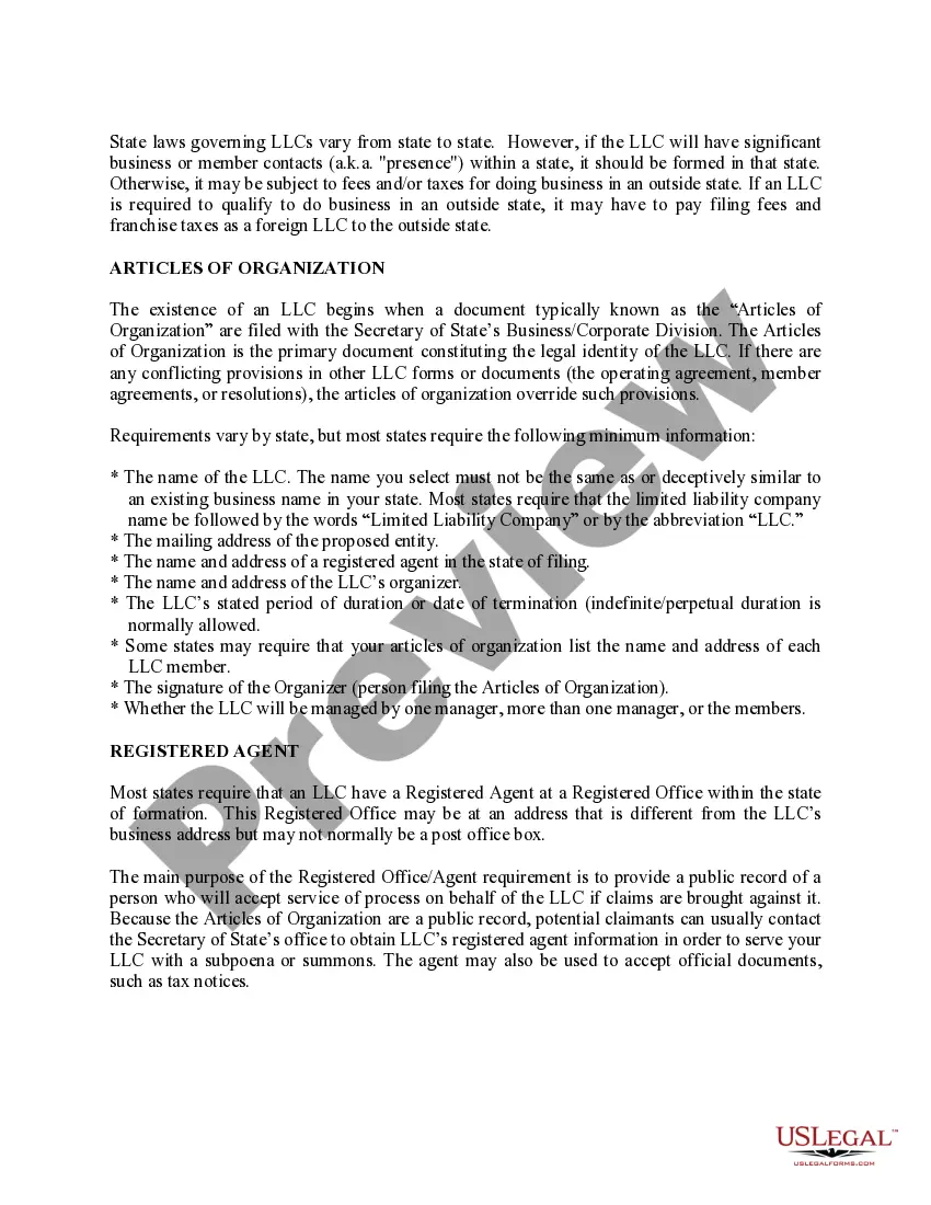 Preview Wisconsin Limited Liability Company LLC Formation Package