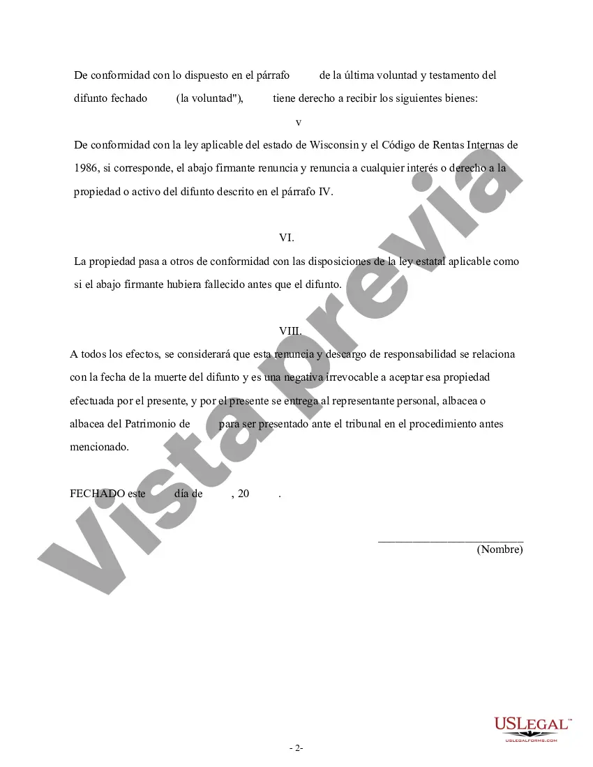 Preview Renuncia y renuncia de propiedad del testamento por testamento