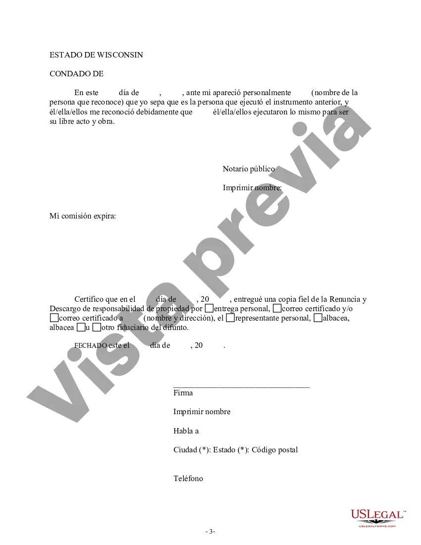 Preview Renuncia y renuncia de propiedad del testamento por testamento