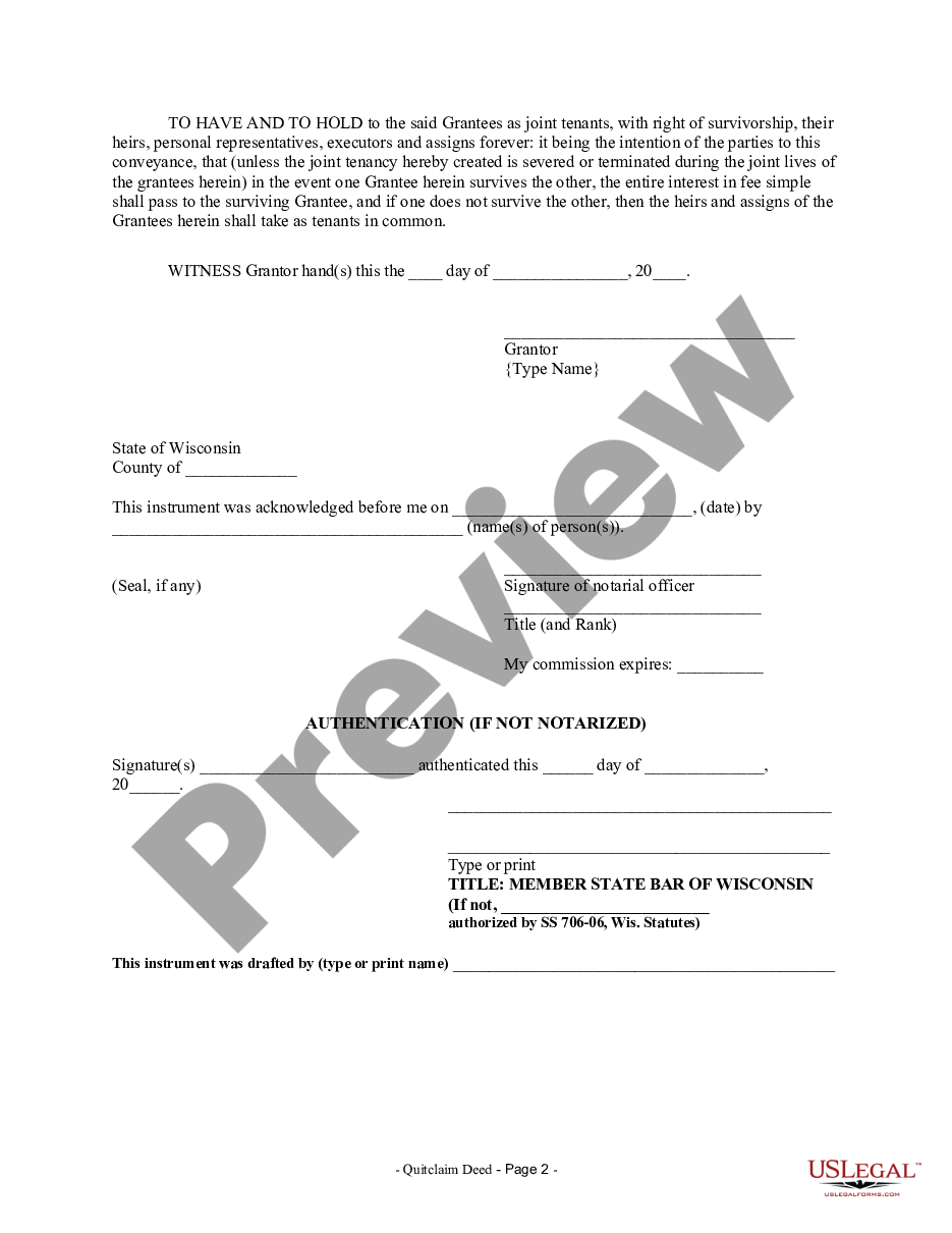 Wisconsin Quitclaim Deed From Individual To Husband And Wife Quit Claim Deed Wisconsin Us 6365