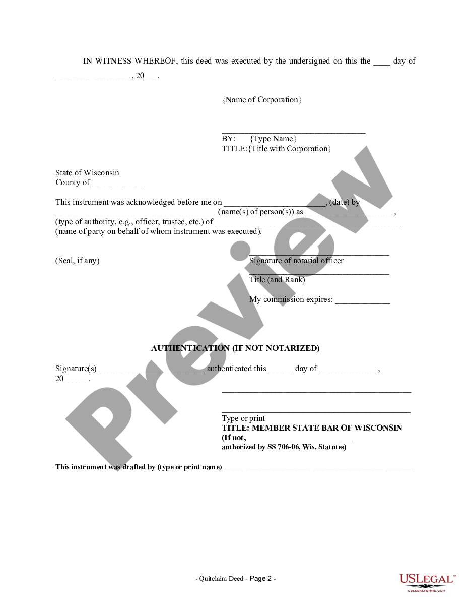 page 1 Quitclaim Deed from Corporation to Husband and Wife preview