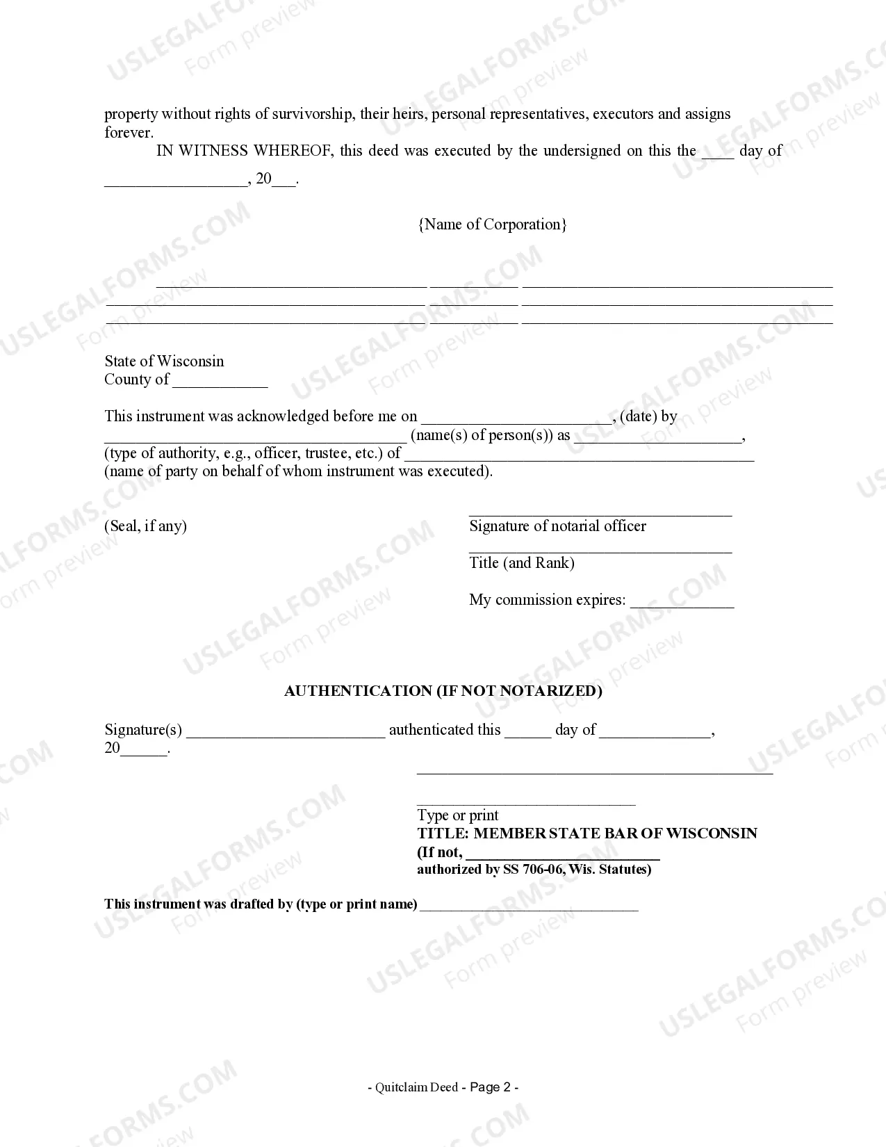 Preview Quitclaim Deed from Corporation to Husband and Wife