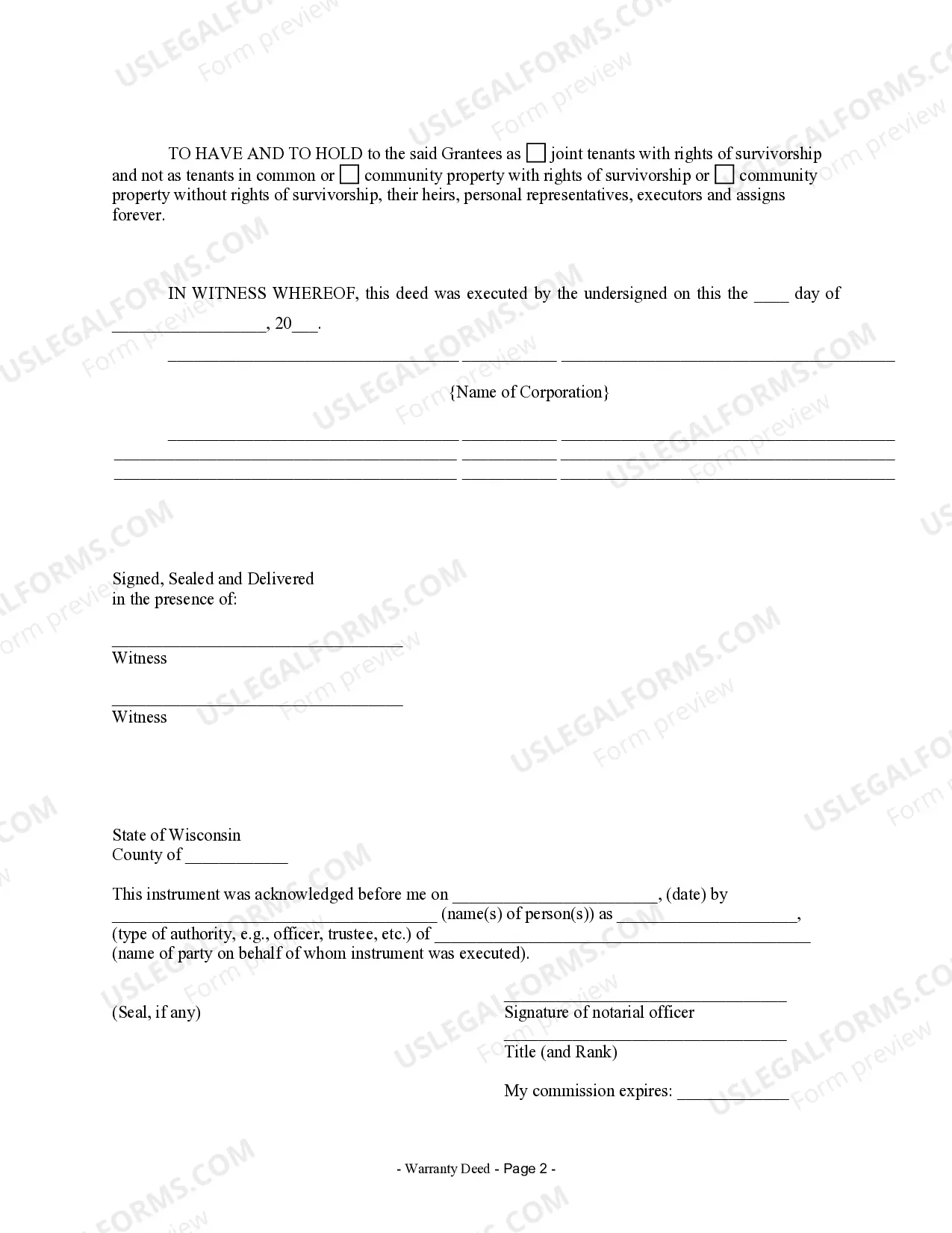 Preview Warranty Deed from Corporation to Husband and Wife