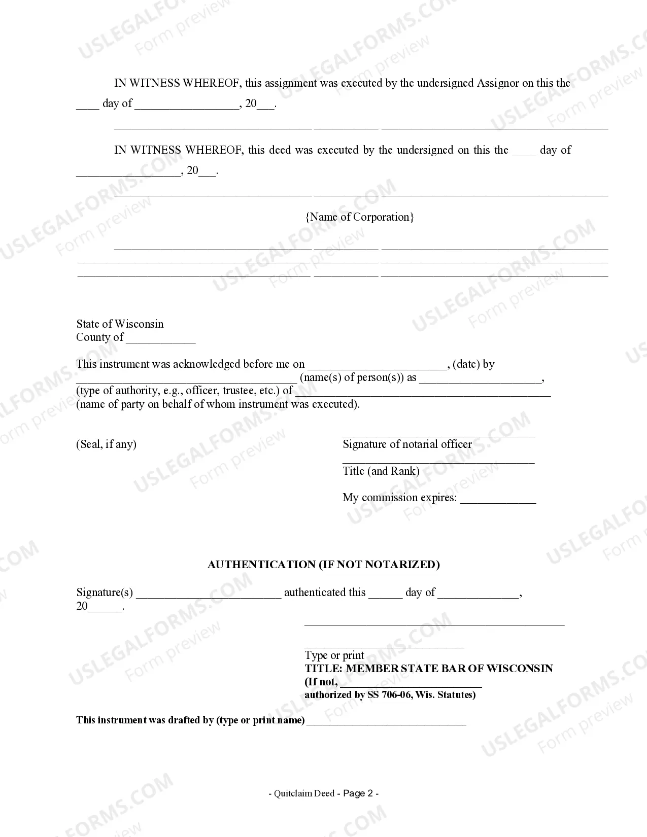 Preview Quitclaim Deed from Corporation to Individual