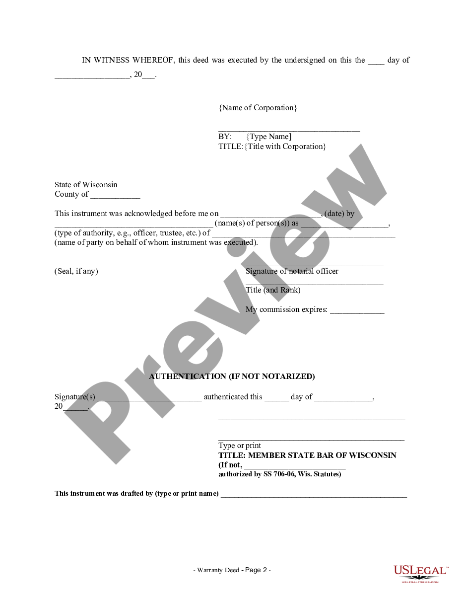 page 1 Warranty Deed from Corporation to Individual preview