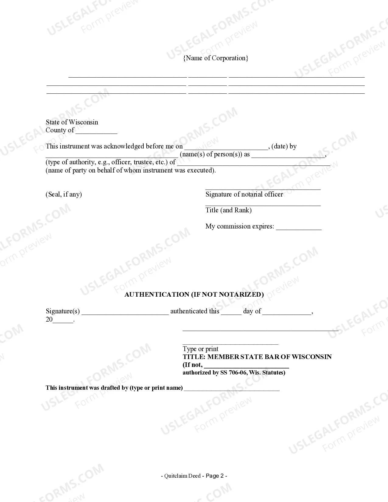 Preview Quitclaim Deed from Corporation to LLC