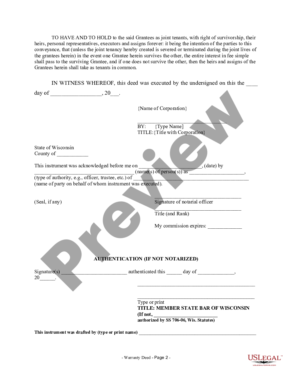 page 1 Warranty Deed from Corporation to Two Individuals preview