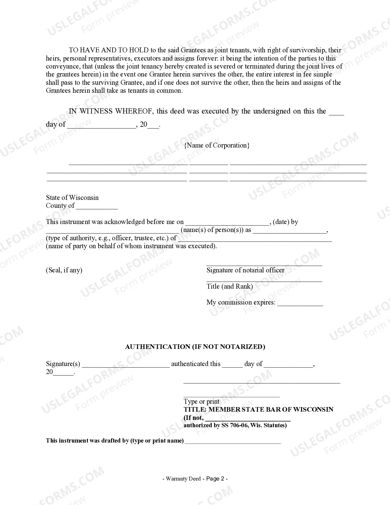 Preview Warranty Deed from Corporation to Two Individuals