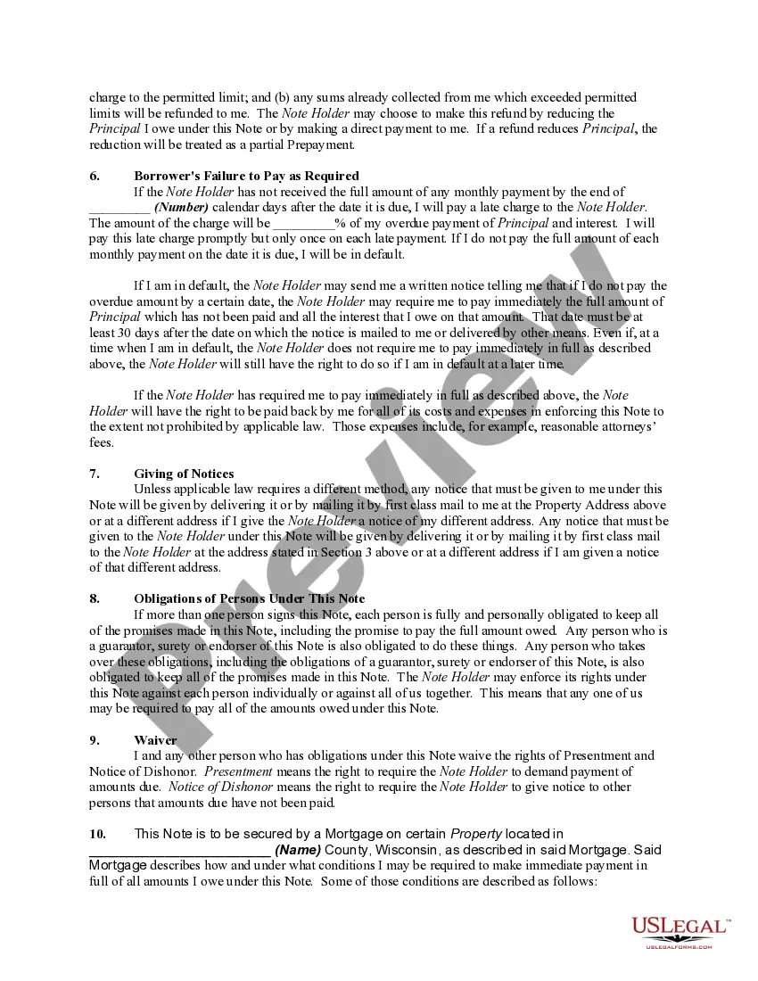 Preview Promissory Note Secure by a Mortgage