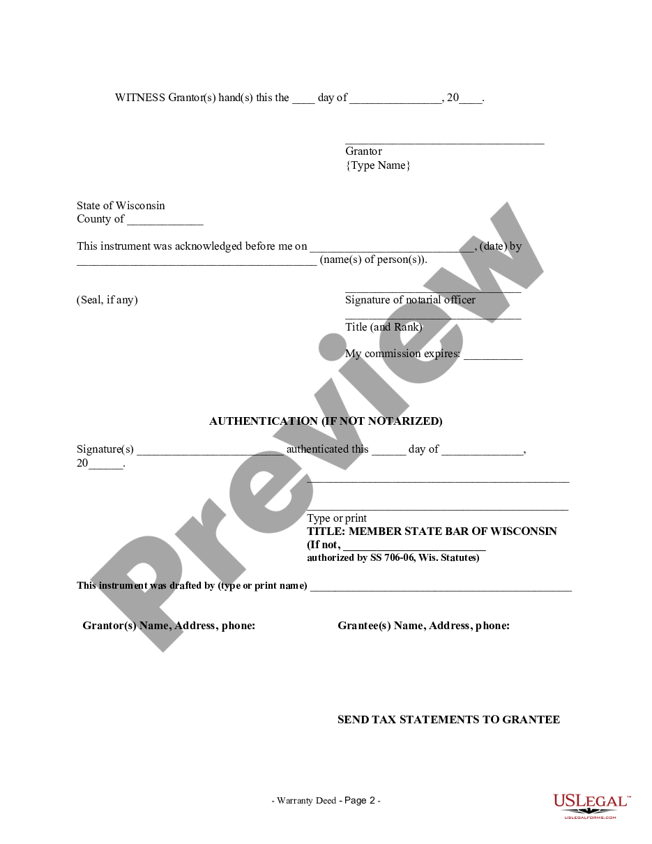 form Warranty Deed from Husband to Himself and Wife preview