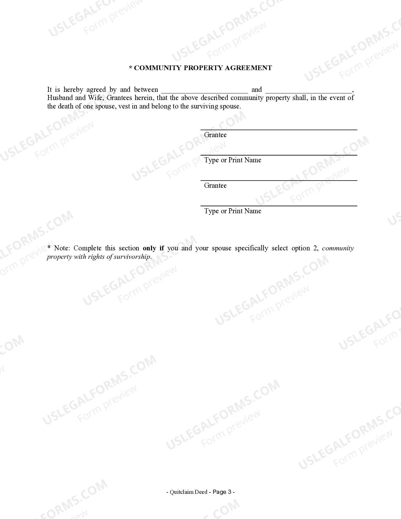 Preview Quitclaim Deed from Husband to Himself and Wife