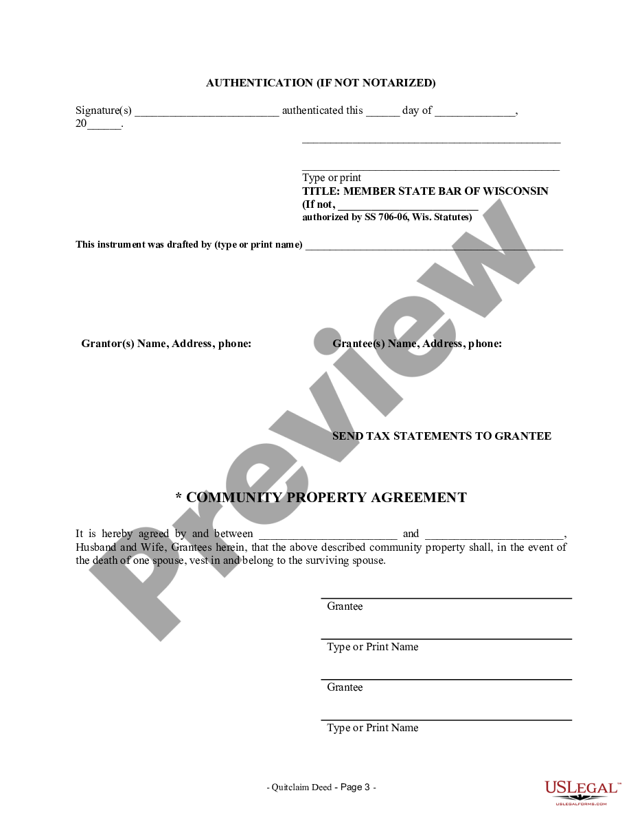 page 2 Quitclaim Deed from Husband and Wife to Husband and Wife preview