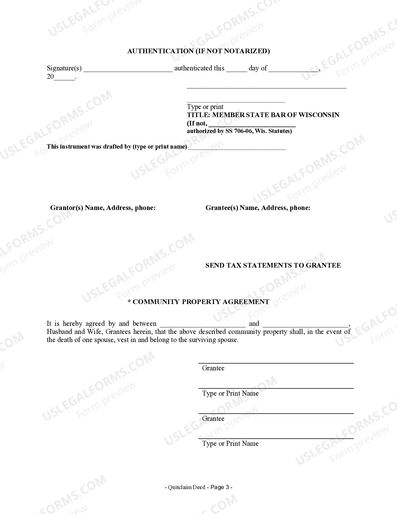 Preview Quitclaim Deed from Husband and Wife to Husband and Wife