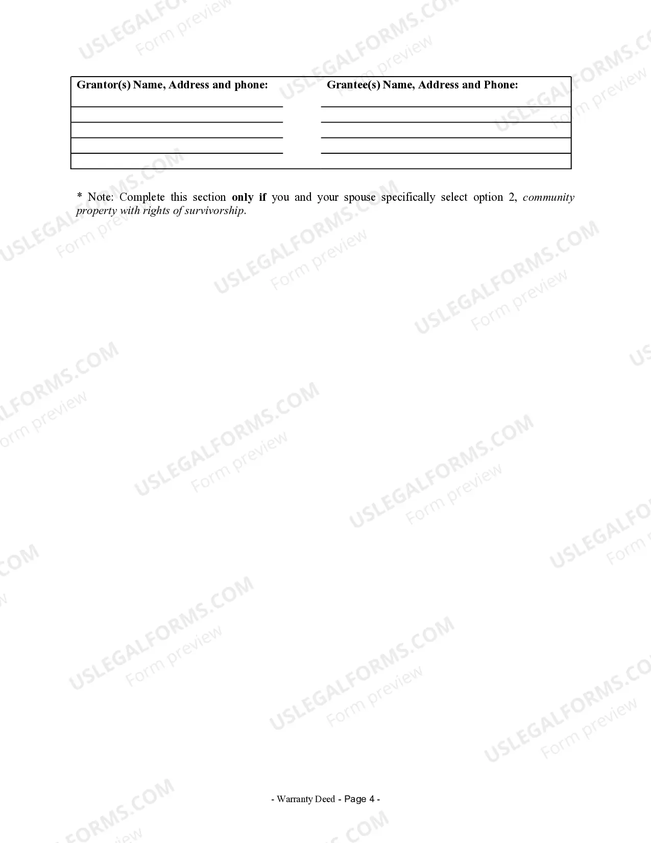 Preview Warranty Deed from Husband and Wife to Husband and Wife