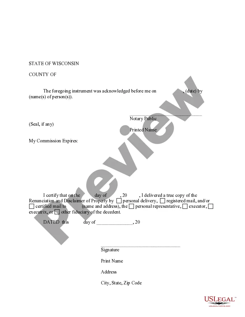 Preview Renunciation And Disclaimer of Property received by Intestate Succession