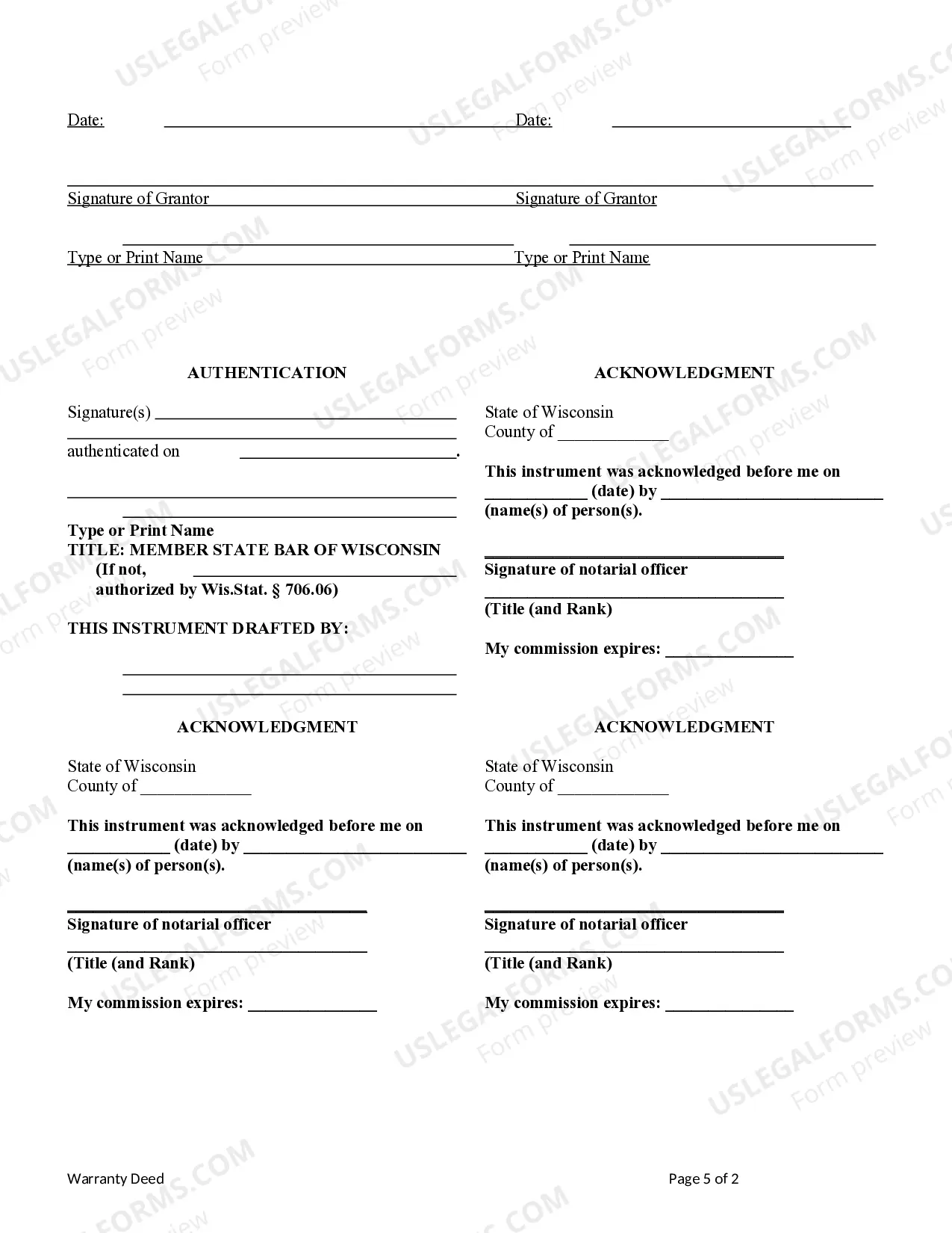 Preview Warranty Deed - Four Grantors to Two Individuals / Husband and Wife as Grantees