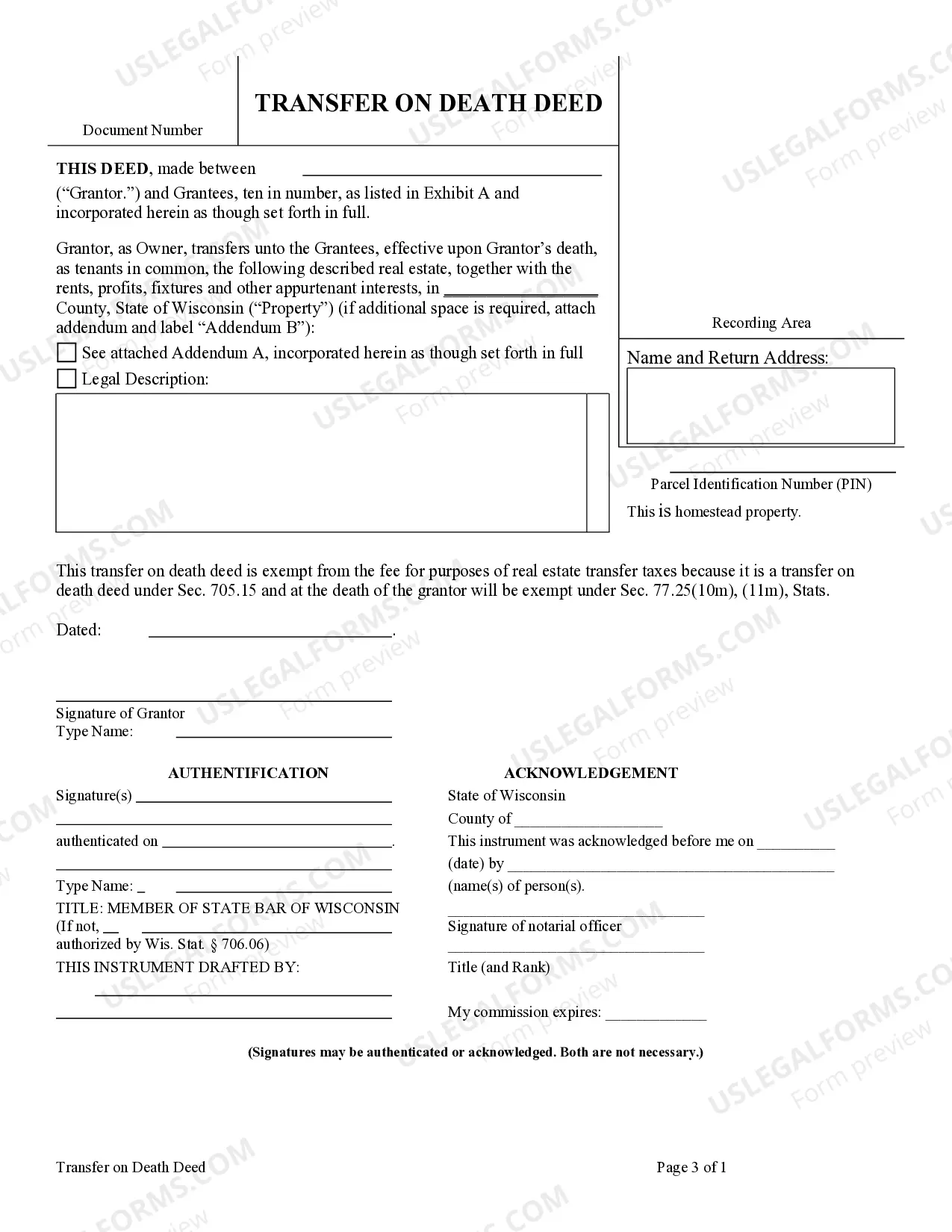 Preview Transfer on Death Deed or TOD - Beneficiary Deed from One Individual to Ten Beneficiaries