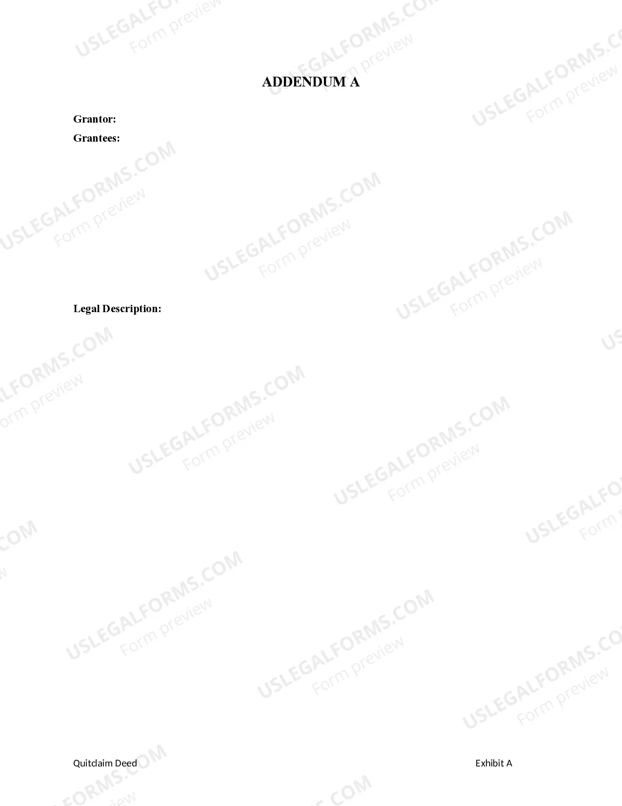 Preview Quitclaim Deed - Life Estate - from an Individual to Nine Individuals.