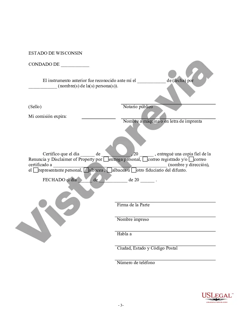 Preview Renuncia y renuncia de tenencia conjunta o interés de tenencia