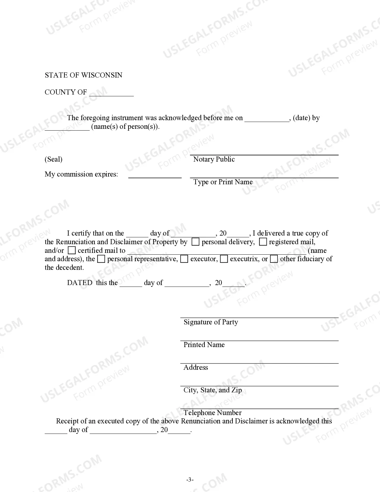 Preview Renunciation And Disclaimer of Joint Tenant or Tenancy Interest