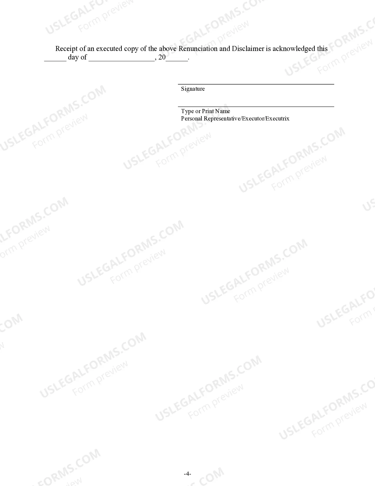Preview Renunciation And Disclaimer of Joint Tenant or Tenancy Interest