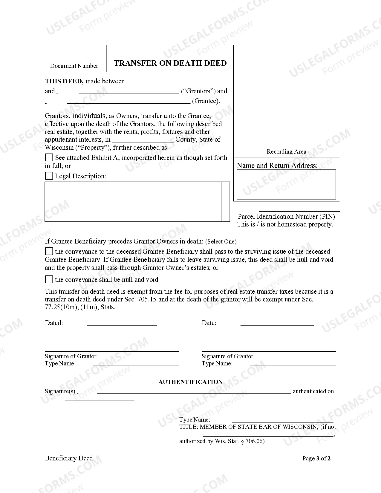 Preview Transfer on Death Deed or TOD - Beneficiary Deed from Two Individuals to an Individual