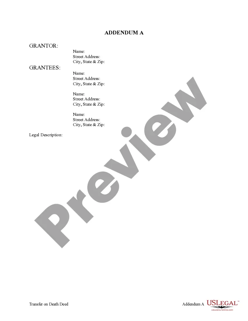 Preview Transfer on Death Deed or TOD - Beneficiary Deed from Individual to Three (3) Individuals does NOT include Alternate Beneficiary Provision