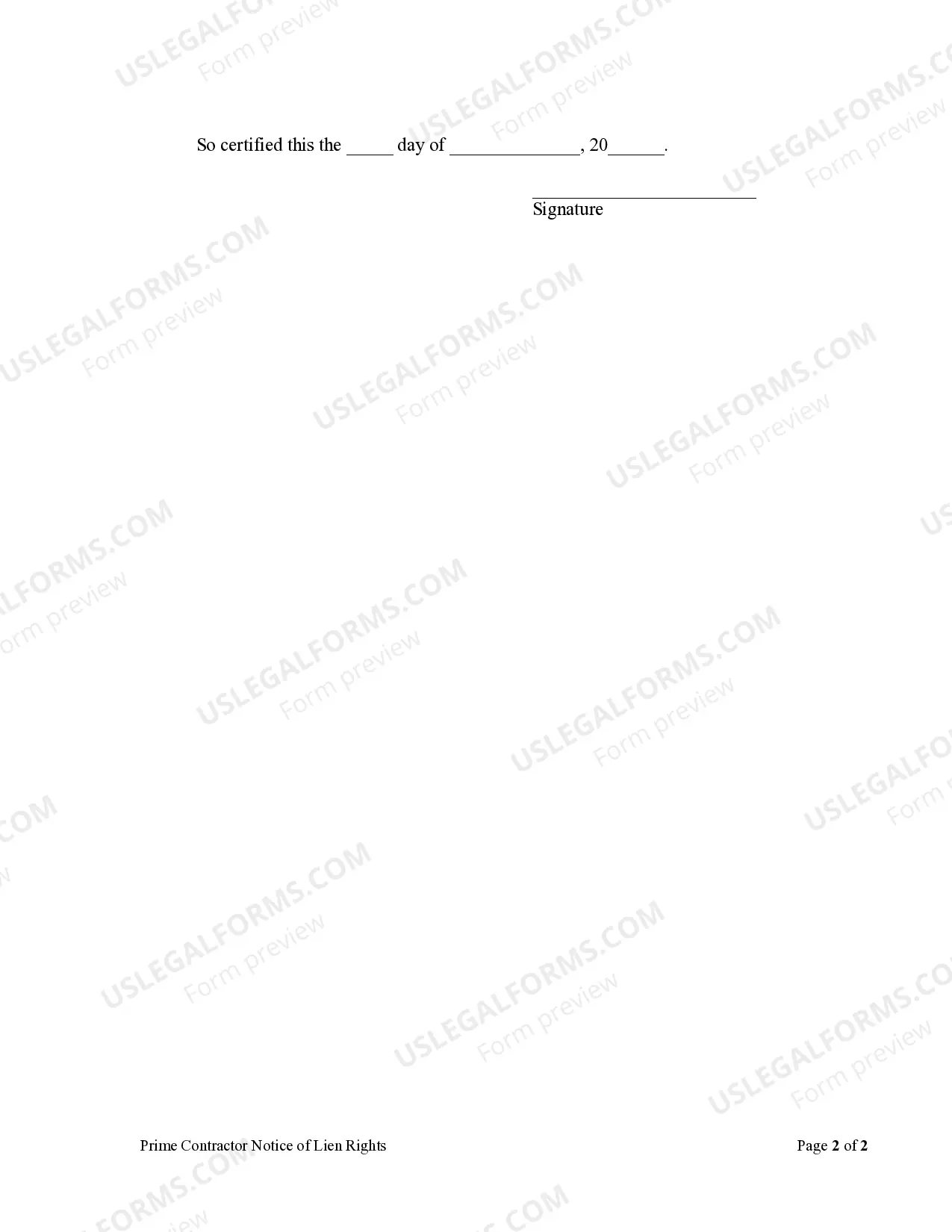 Preview Prime Contractor's Notice of Lien Rights by Corporation