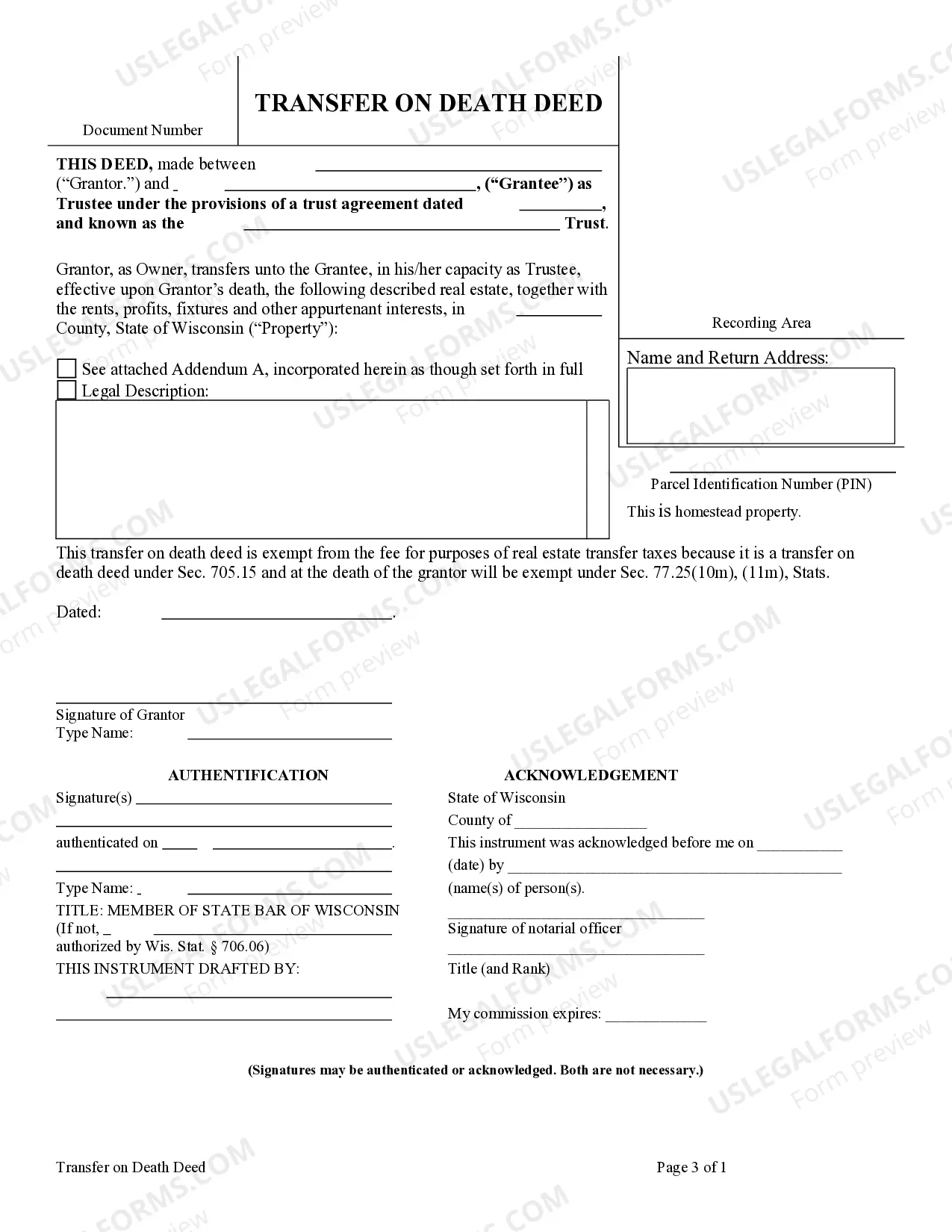 Preview Transfer on Death Deed or TOD - Beneficiary Deed from Individual to a Trust - does NOT include Alternate Beneficiary Provision