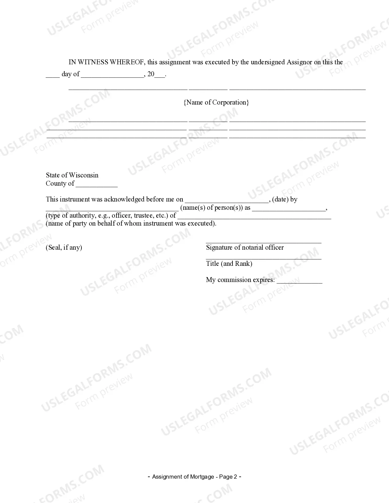 Preview Assignment of Mortgage by Corporate Mortgage Holder